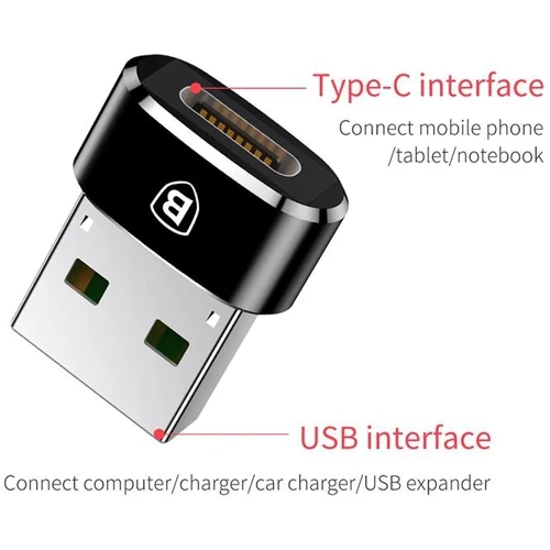 Адаптер Baseus Adapter USB to USB-C Female Black (CAAOTG-01) фото 7