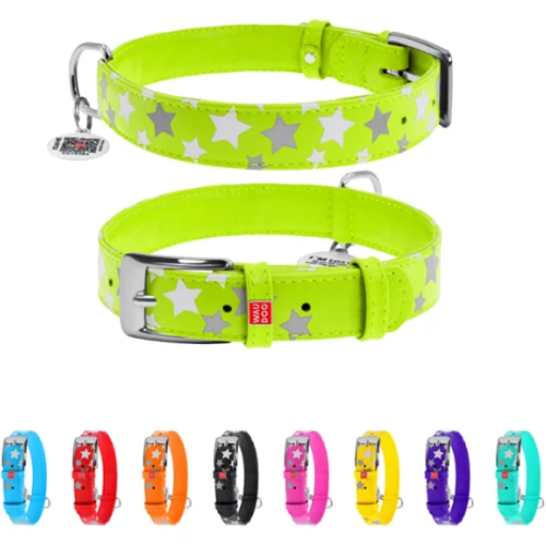 Нашийник Collar Glamour з візерунком Зірочка Світиться з QR паспортом 38-49 см 25 мм салатовий (4823089301365): Виробник Collar