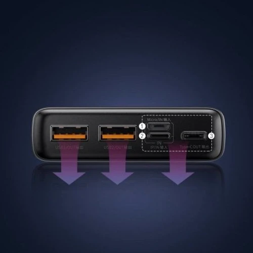 Внешний аккумулятор Baseus Power Bank 20000mAh Adaman Metal Digital Display 22.5W QC3.0 PD3.0 Black (PPAD070101/PPAD000101): Количество USB 3