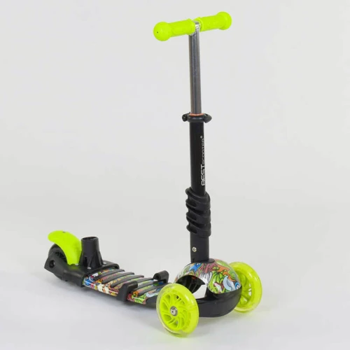 Самокат 5в1 Best Scooter (PU колеса с подсветкой) Абстракция Multicolor (74059): Конструкция рамы цельная