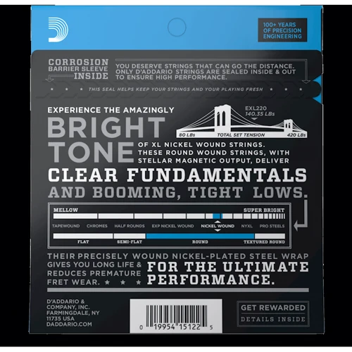 Струна для гитар Струны для бас-гитар D"ADDARIO EXL220: Назначение Для бас-гитары