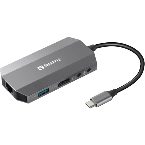Адаптер Sandberg Adapter USB-C to HDMI+USB3.0+2x3.5mm+RJ45/SD/TF+PD 100W (136-330)