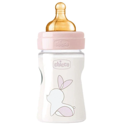 Бутылочка для кормления пластиковая Chicco Original Touch с латексной соской 0м+ 150 мл Розовая (27610.10)