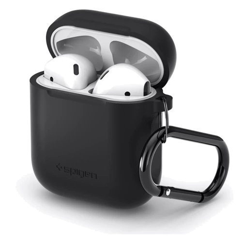 Чехол для наушников Spigen Silicone Case with Belt Black (066CS24808) for Apple AirPods