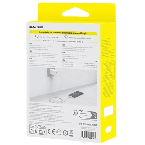 Кабель Baseus USB Cable to USB-C Display 2 Fast Charging Data 100W 1m White (P10382701211-00) фото 7