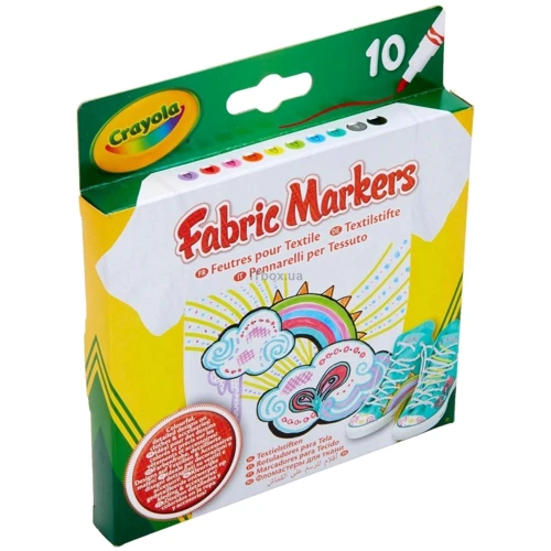 Набір фломастерів для малювання на тканині, тонка лінія Crayola, 10 шт (58-8633): Тип Нестираемые
