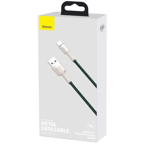 Кабель Baseus USB Cable to USB-C Cafule Metal 40W 1m Green (CATJK-A06) фото 11