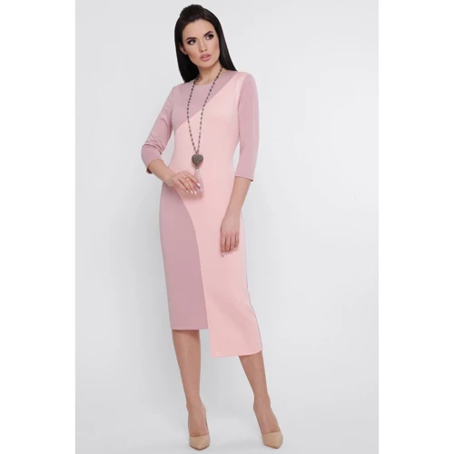 Платье FashionUp PL-1753B 44 розовое повседневное удлиненное миди: Состав Вискоза, Эластан