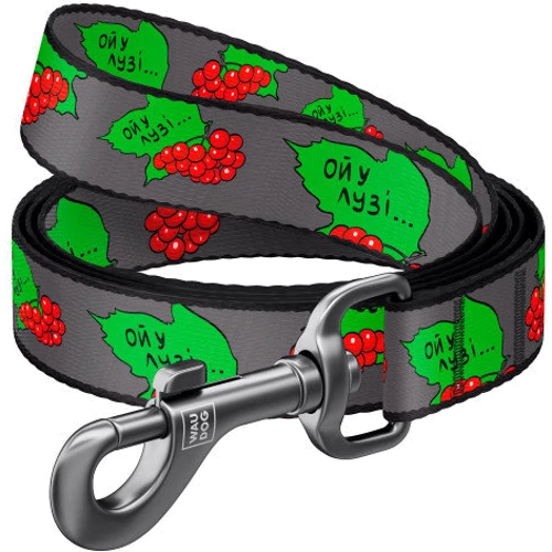 Поводок WAUDOG Nylon рисунок Калина 25 мм 122 см серый (4925-0228)