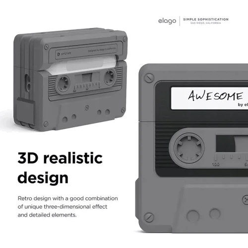 Чехол Elago Cassette Tape Case Black (EAPP2TAPE-BK+STR-BK) for Airpods Pro 2 фото 2