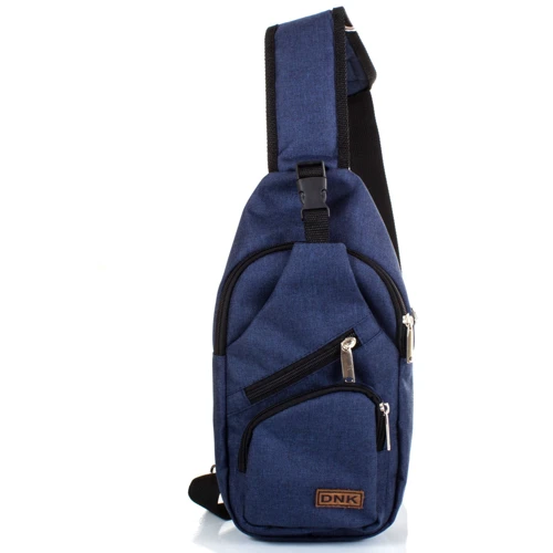 Мужская сумка-слинг DNK Leather синяя (DNK-JOKER-2-BAG-2): Застежка Механическая