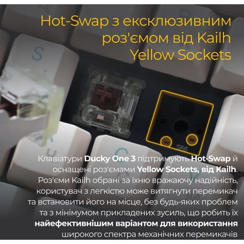 Клавиатура Ducky One 3 Cherry MX Speed Silver Matcha Cream UA (DKON2108-PUAPXМAEGGC1): Тип клавиш механический