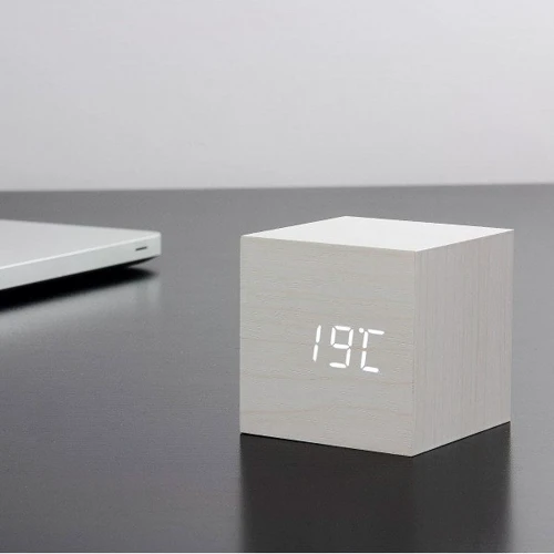 Смарт-будильник на акумуляторі Gingko WOODEN CUBE білий (GK08W13) фото 3