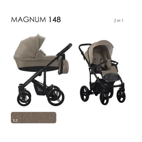 Універсальна коляска 2 в 1 Bebetto Magnum (148) бежева, (чорна рама)