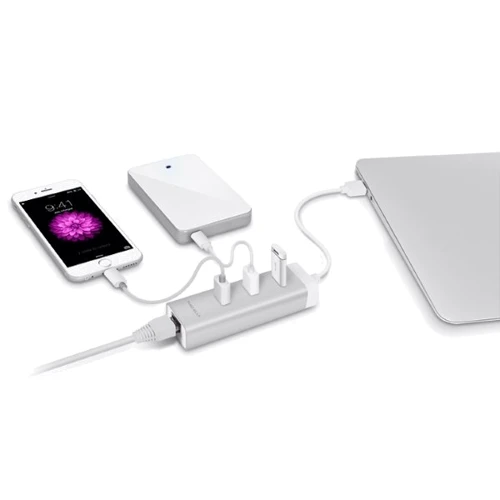 Адаптер Macally Adapter USB 3.0 to Ethernet + 3xUSB 3.0 (U3HUBGBA) фото 4