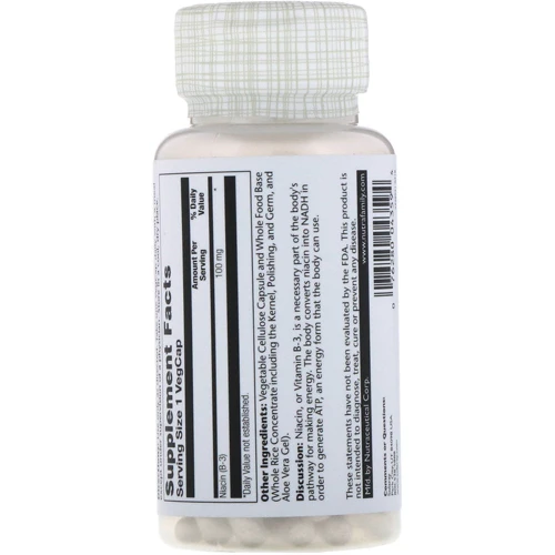 Solaray, Niacin, 100 mg, 100 Veg Capsules (SOR04359): Тип Витамин B