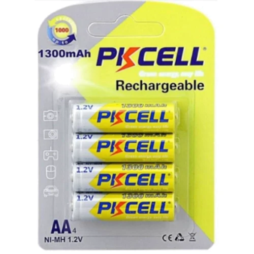 PKCELL AA 1300mAh NiMh 4шт (PC/AA1300-4BR): Емкость 1300 мАч