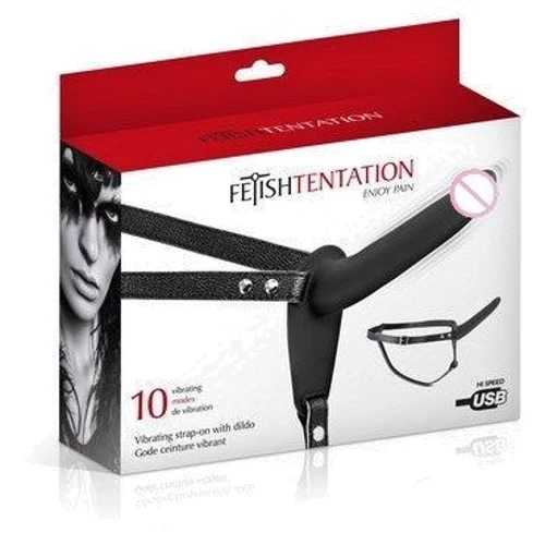 Страпон с вибрацией Fetish Tentation Vibrating Strap-On with Dildo Black