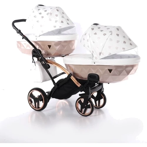 Универсальная коляска для двойни 2 в 1 Junama Glow Duo Slim 01, белый с бронзовым (J-G-DUOs-01) фото 11