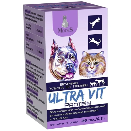 Витамины Modes Ultra Vit Протеин для собак и кошек 140штх0.5г (ЗС000230)