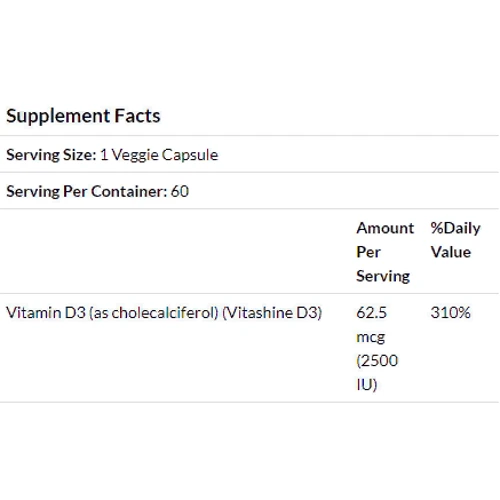 Doctor's Best Vegan D3 with Vitashine D3, 2.500 IU, 60 Veggie Capsules: Тип Витамин D