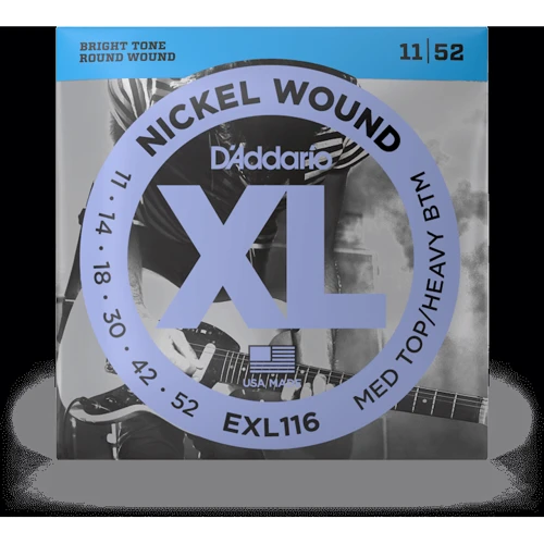 Струна для гитар Струны для электрогитар D'ADDARIO EXL116 XL NICKEL WOUND MEDIUM TOP/HEAVY BOTTOM (11-52)