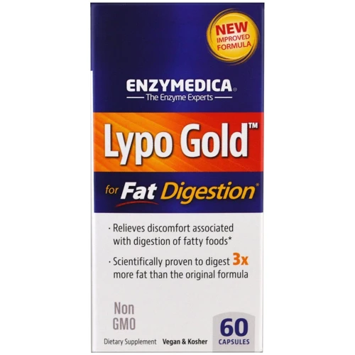 Enzymedica Lypo Gold For Fat Digestion Ферменты для переваривания жиров 60 капсул: Тип Пищеварительные ферменты