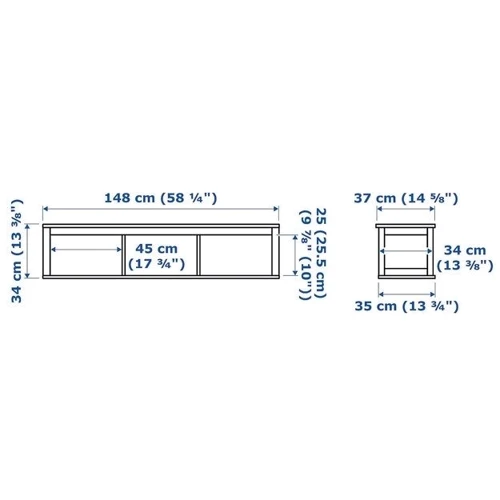 Полиця настінна ІКЕА Hemnes 148х37 см Білий (60297220): Колір белый