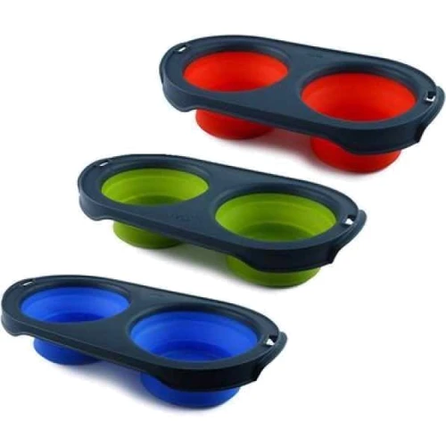 Подвійна миска Dexas Collapsible Pet Feeder складана велика 1200 мл зелена (dx30658): Матеріал Пластик