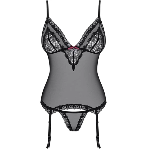 Мягкий эротический корсет с кружевом Obsessive 820-COR-1, S/M