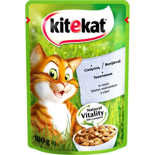 Влажный корм Kitekat для котов с телятиной в соусе 24х100 г (5900951256301)