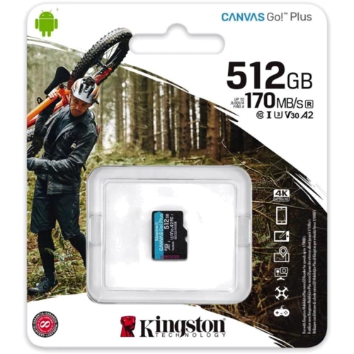 Карта памяти Kingston 512GB microSDXC class 10 UHS-I/U3 Canvas Go Plus (SDCG3/512GBSP) фото 5