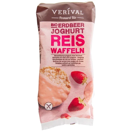 Вафли Verival рисовые с клубникой органические 100 г (9004617014109)