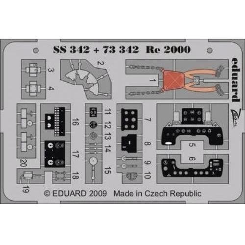 Фототравление Eduard 1/72 Re-2000 (цветная, рекомендовано для Italeri) EDU-SS342