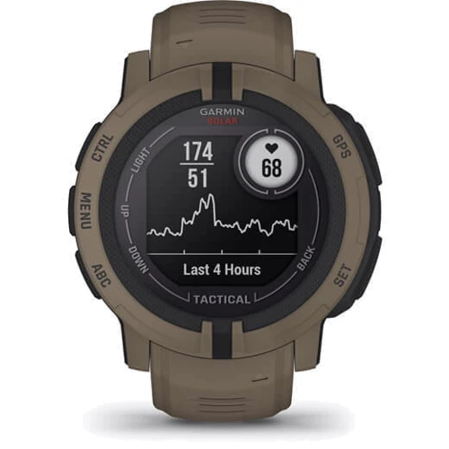 Смарт-часы Garmin Instinct 2 Solar Tactical Edition Coyote Tan (010-02627-04): Фитнес-функции Шагомер, Секундомер, Пульсометр, Пульсоксиметр, Подсчет калорий, GPS-модуль