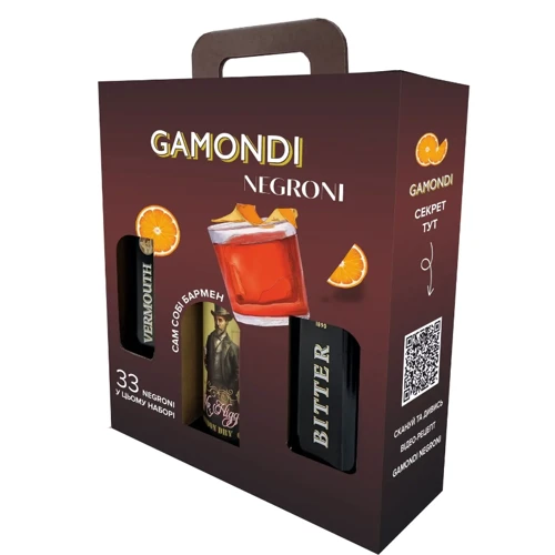 Набор Gamondi Negroni: Джин Mr. Higgins London Dry Gin 37,5% 1 л + Ликер Gamondi Bitter 25% 1 л + Вермут Gamondi Vermouth Rosso Di Torino 18% 1 л (ALR17843)
