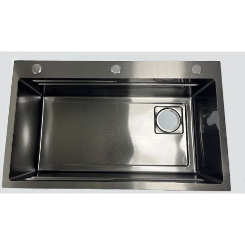 Кухонная мойка Lefton D3 с аксессуарами серо-черный: Габариты чаши (ШxГxВ), см 75х46х22