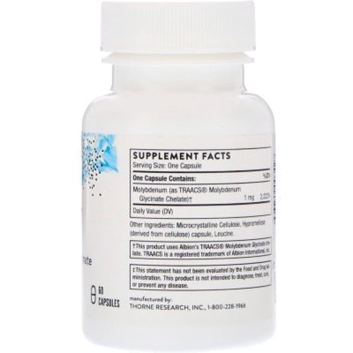 Thorne Research Molybdenum Glycinate 60 Caps Молибден: Тип Селен