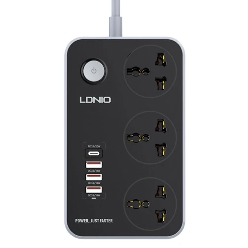Мережевий фільтр LDNIO SC3412 Black/Grey: Кількість розеток, шт 3