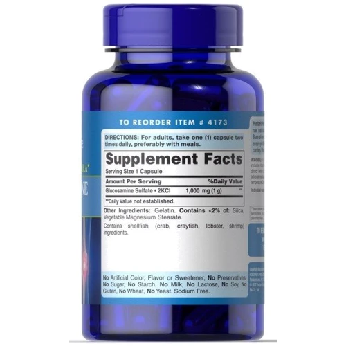 Puritan's Pride Glucosamine Sulfate 1000 mg Глюкозамин сульфат 120 капсул: Тип Глюкозамин