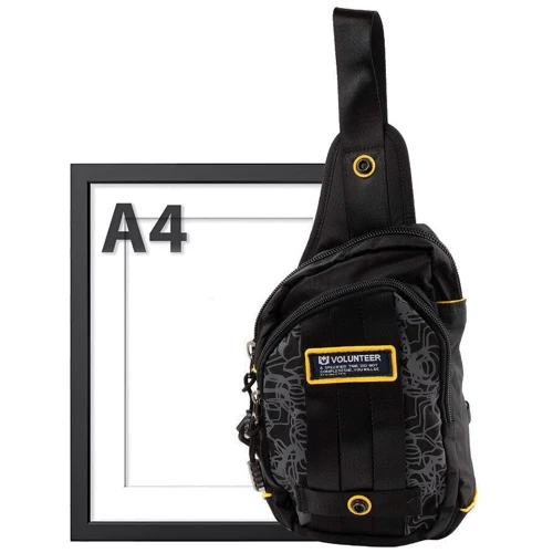 Мужская сумка-слинг Volunteer черная (GB1513-22A-black): Стиль Спортивный