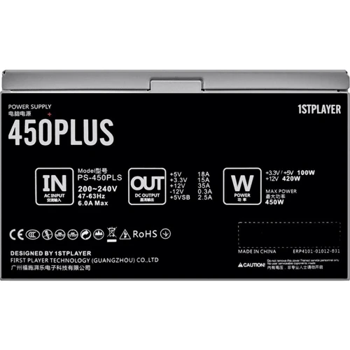 Блок живлення 1STPLAYER PS-450PLS: Форм-фактор ATX