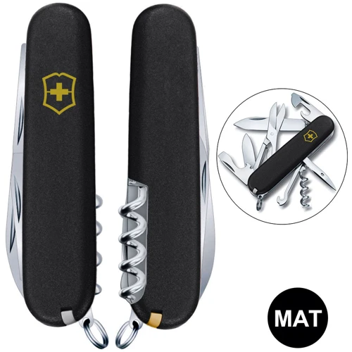 Мультитул Victorinox CLIMBER MAT черный матовый лак с желт. лого (Vx13703.3_M0008p)
