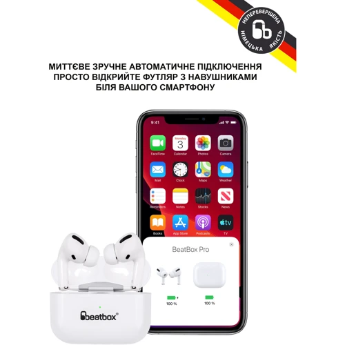 Наушники BeatBox PODS PRO 1 Wireless Charging White: Тип крепления без креплений