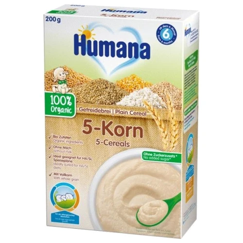 Каша безмолочная цельнозерновая 5 злаков органическая сухая Humana 200 г с 6 месяцев
