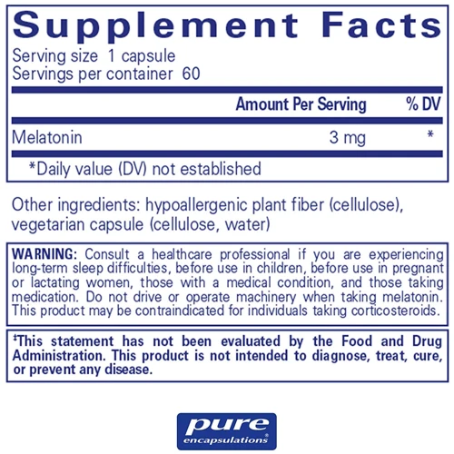 Pure Encapsulations Melatonin 3 Mg 60 caps (PE-00180): Форма выпуска Капсулы