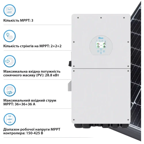 Гибридный солнечный инвертор (hybrid) SUN-18K-SG01LP1-EU-AM3-P 18KW 48V 3 MPPT Wi-Fi 220V,1 фаза