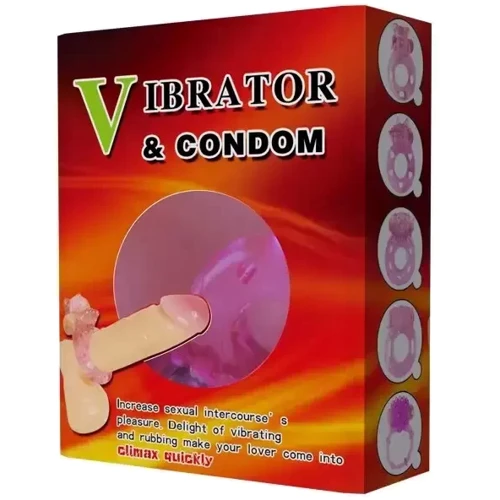 Кільце з вібрацією та презервативом Vibrator & condom, BI-010084