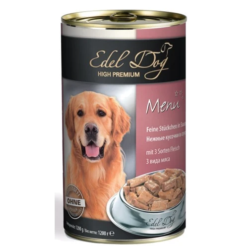 Влажный корм Edel Dog для собак три вида мяса 1.2 g (4003024180044)