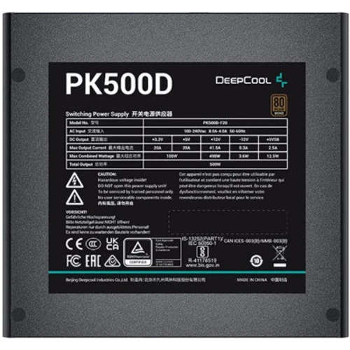 Блок питания DeepCool PK500D (R-PK500D-FA0B-EU): Мощность, Ватт 500
